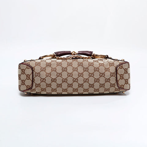 GUCCI Horsebit GG canvas one belt Shoulder Bag beige WS21720