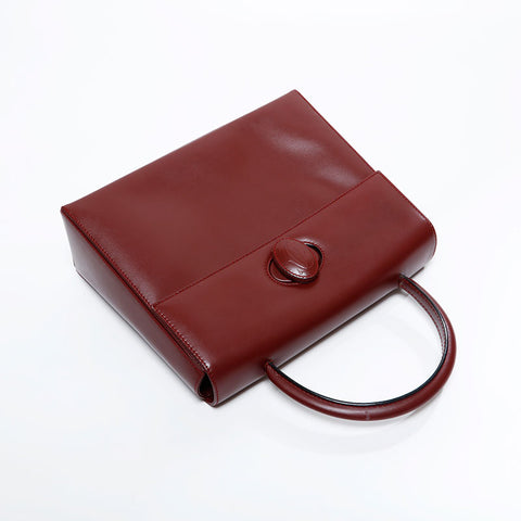 CARTIER Mustodo Leather Handbag Red WS21721