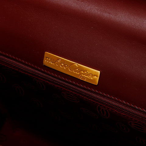CARTIER Mustodo Leather Handbag Red WS21721