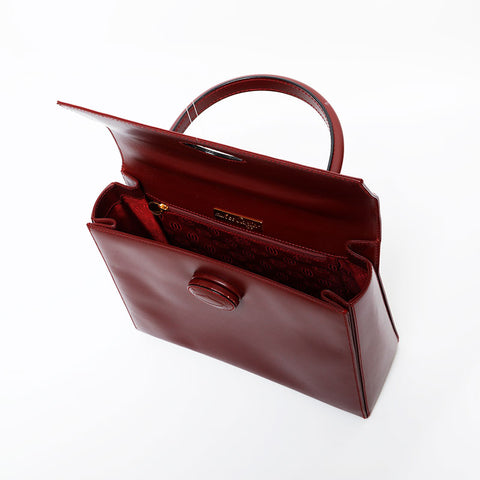 CARTIER Mustodo Leather Handbag Red WS21721
