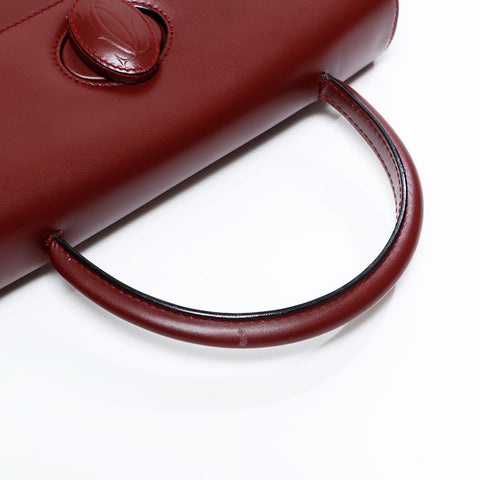 CARTIER Mustodo Leather Handbag Red WS21721