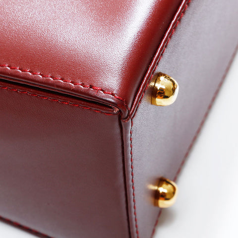 CARTIER Mustodo Leather Handbag Red WS21721