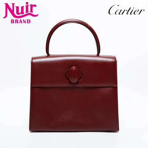 CARTIER Mustodo Leather Handbag Red WS21721