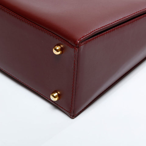 CARTIER Mustodo Leather Handbag Red WS21721