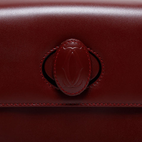 CARTIER Mustodo Leather Handbag Red WS21721
