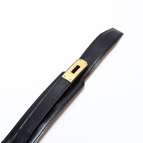 HERMES ⚪︎X engraved Kelly Leather 65 made in 1994 belt black WS21724