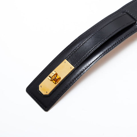 HERMES ⚪︎X engraved Kelly Leather 65 made in 1994 belt black WS21724