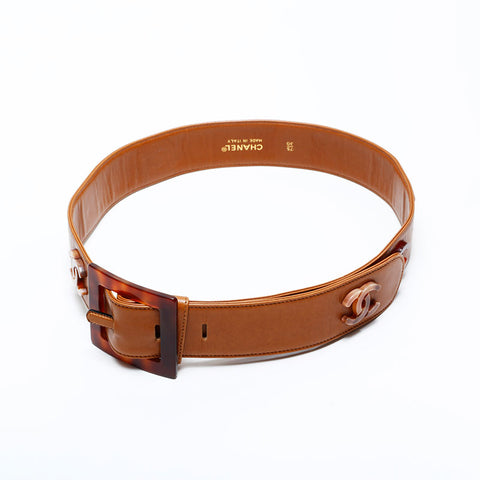 CHANEL COCO Mark 30/75 Leather belt Brown WS21725