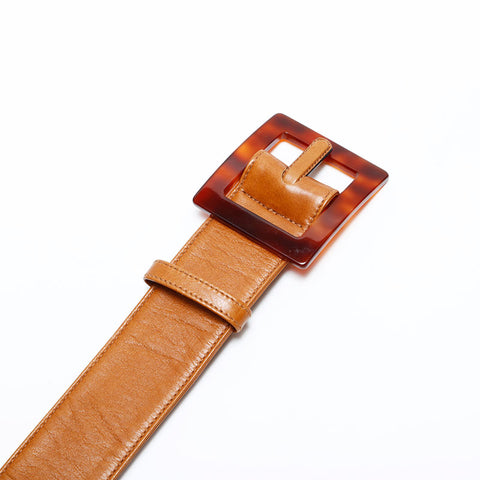 CHANEL COCO Mark 30/75 Leather belt Brown WS21725