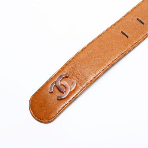 CHANEL COCO Mark 30/75 Leather belt Brown WS21725