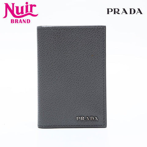 PRADA Safiano leather Card Case gray WS21727