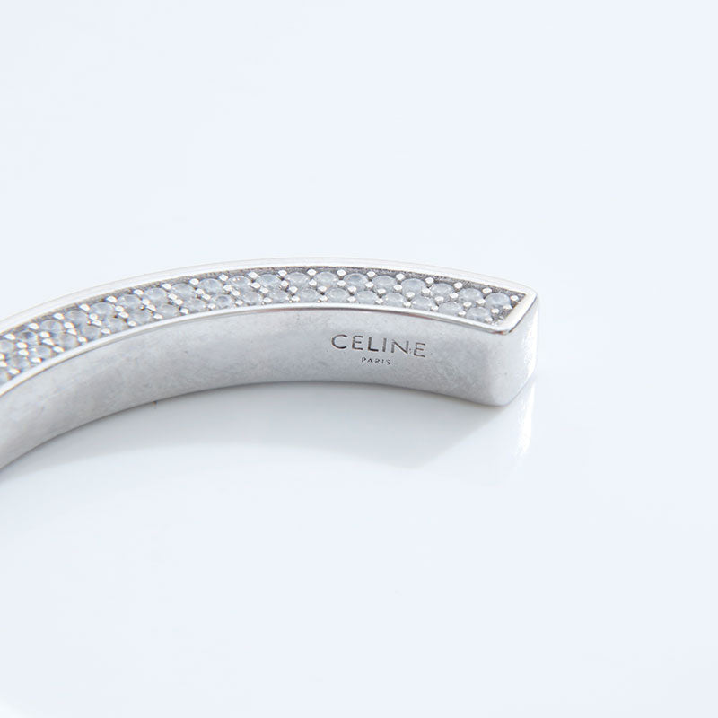 未使用保管品 セリーヌ CELINE ラインストーン バングル シルバー