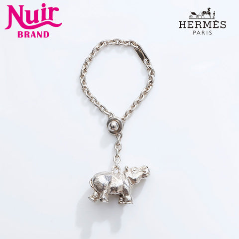 HERMES Hippo Charm key ring Silver WS21732
