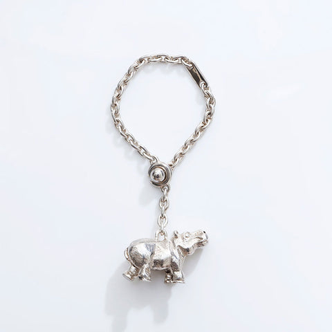 HERMES Hippo Charm key ring Silver WS21732
