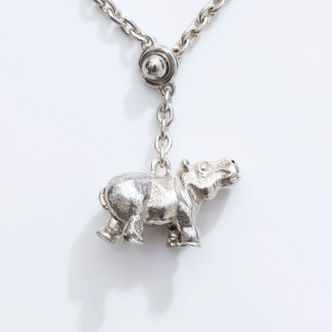 HERMES Hippo Charm key ring Silver WS21732