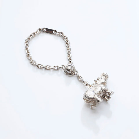 HERMES Hippo Charm key ring Silver WS21732