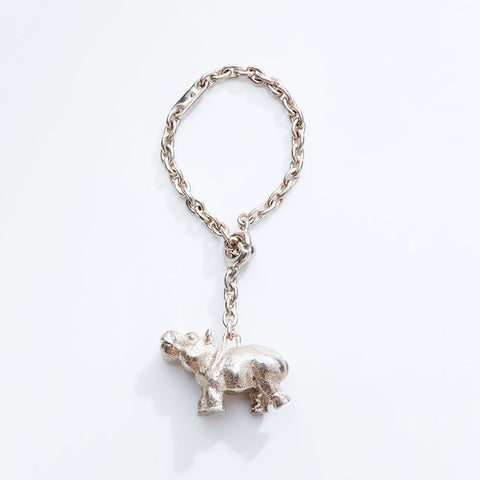 HERMES Hippo Charm key ring Silver WS21732