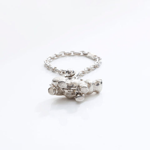 HERMES Hippo Charm key ring Silver WS21732