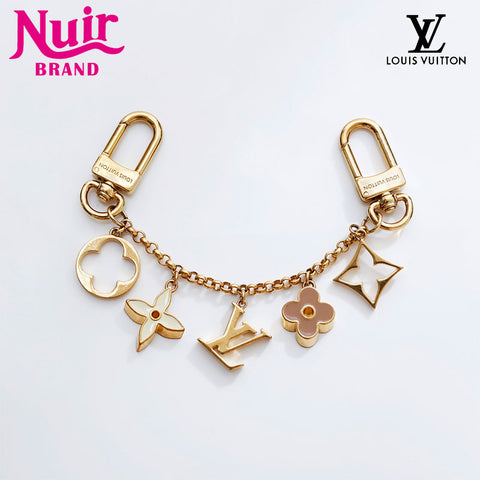 LOUIS VUITTON Bag Charm Chain Fleur de Monogram 2024 key ring gold WS21733
