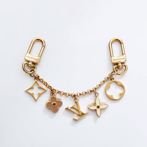 LOUIS VUITTON Bag Charm Chain Fleur de Monogram 2024 key ring gold WS21733