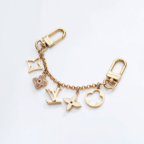 LOUIS VUITTON Bag Charm Chain Fleur de Monogram 2024 key ring gold WS21733