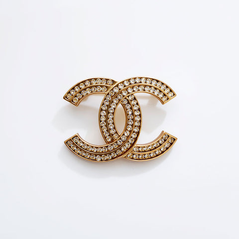 CHANEL A21C COCO Mark 水钻 2021 胸针 金色 WS21735