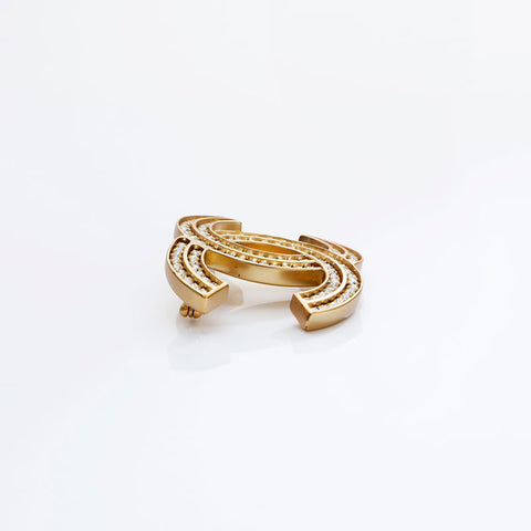CHANEL A21C COCO Mark 水钻 2021 胸针 金色 WS21735