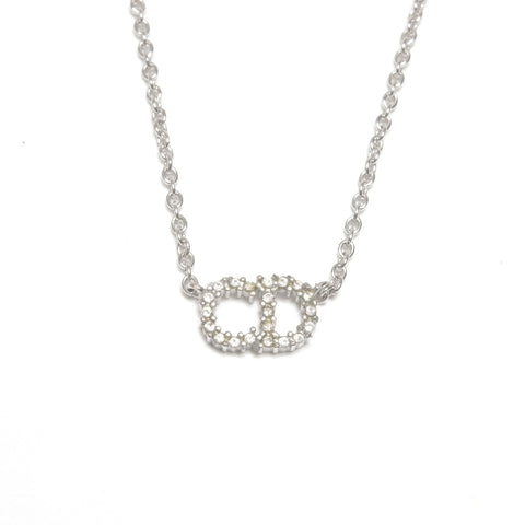Christian Dior CD logo Necklace Silver WS21738