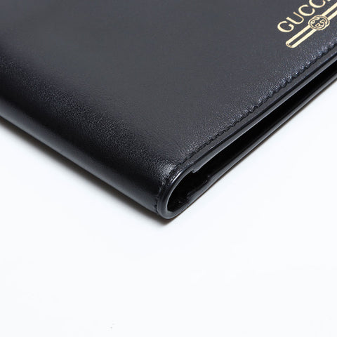 極美品 グッチ GUCCI レザー 二つ折り財布 ブラック WS21740