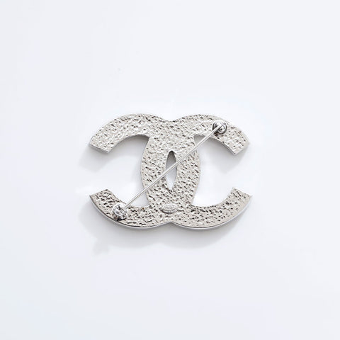 CHANEL 01P 2001 COCO Mark Rhinestone Brooch Silver WS21753