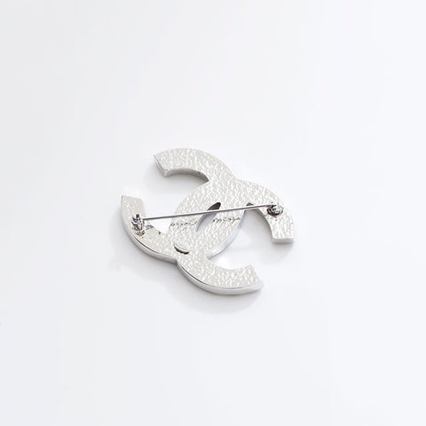 CHANEL 01P 2001 COCO Mark Rhinestone Brooch Silver WS21753