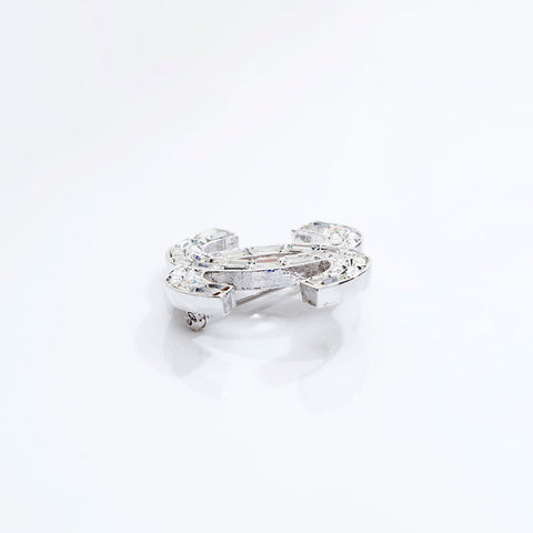 CHANEL 01P 2001 COCO Mark Rhinestone Brooch Silver WS21753