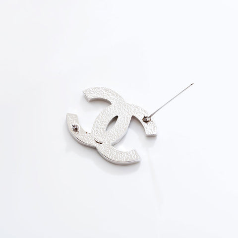 CHANEL 01P 2001 COCO Mark Rhinestone Brooch Silver WS21753