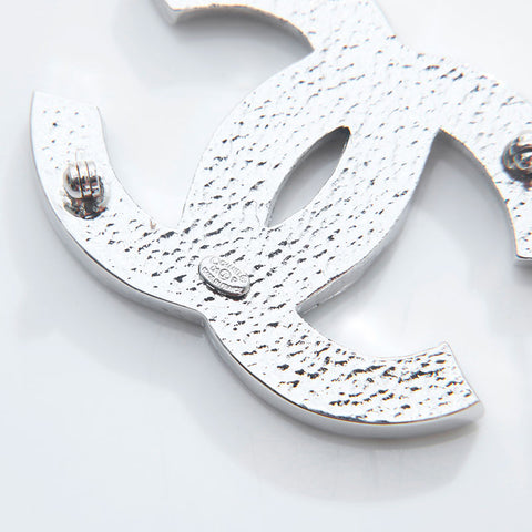 CHANEL 01P 2001 COCO Mark Rhinestone Brooch Silver WS21753