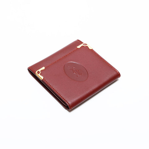 CARTIER Leather Must Do Coin case Red WS21754