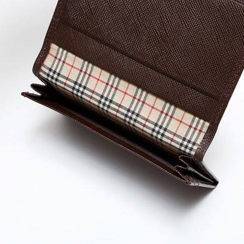 BURBERRY Leather Business Card Holder Card Case Brown WS21755
