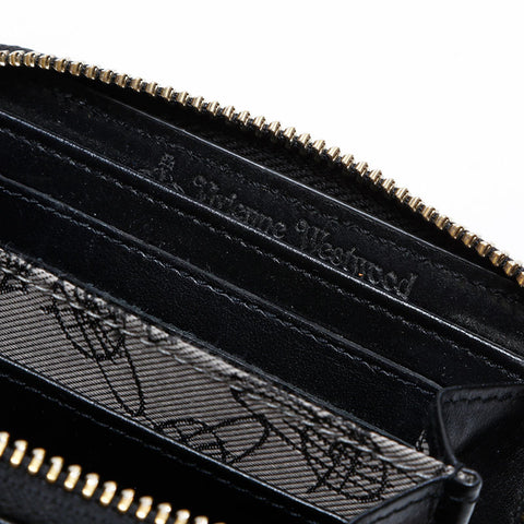 Vivienne Westwood Leather Round Zip Compact Wallet Coin case black WS21756