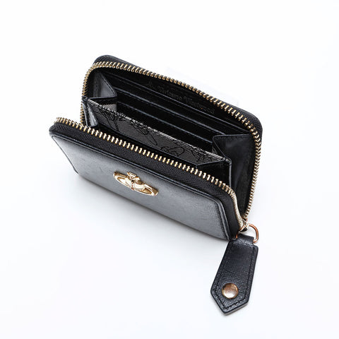 Vivienne Westwood Leather Round Zip Compact Wallet Coin case black WS21756