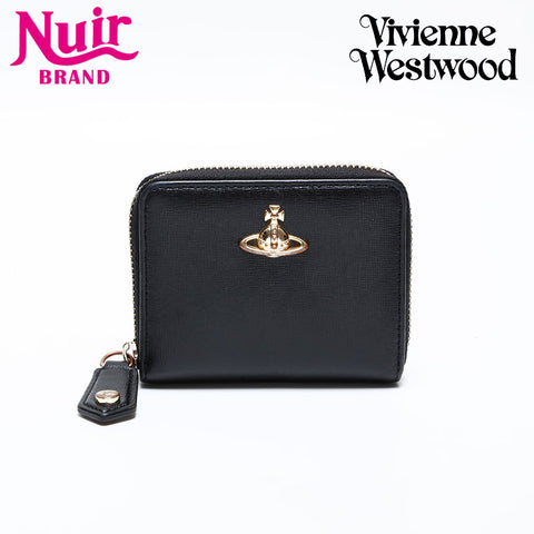 Vivienne Westwood Leather Round Zip Compact Wallet Coin case black WS21756