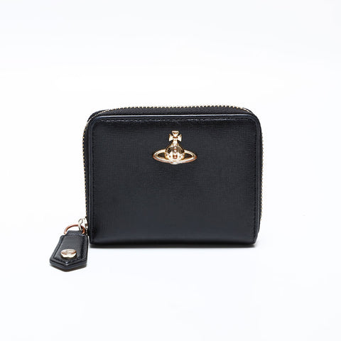 Vivienne Westwood Leather Round Zip Compact Wallet Coin case black WS21756