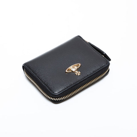 Vivienne Westwood Leather Round Zip Compact Wallet Coin case black WS21756
