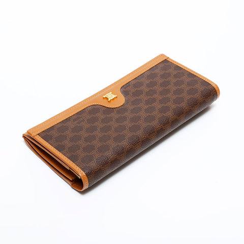 極美品 セリーヌ CELINE マカダム PVC 長財布 ブラウン WS21757