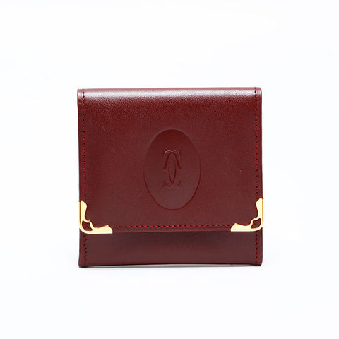 CARTIER Leather Must Do Coin case Red WS21758