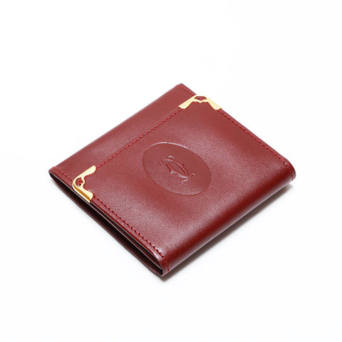 CARTIER Leather Must Do Coin case Red WS21758