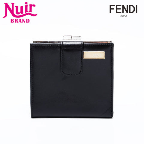 FENDI Leather gauze Bifold Wallet black WS21759