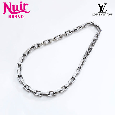 LOUIS VUITTON Chain Monogram Collier Necklace Silver WS21765