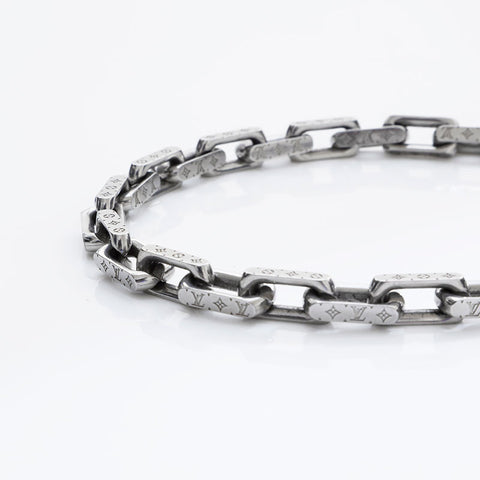 LOUIS VUITTON Chain Monogram Collier Necklace Silver WS21765