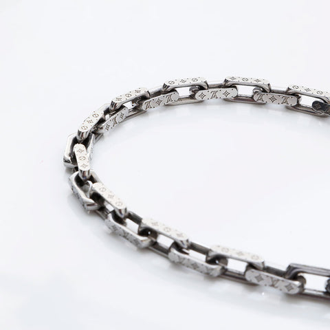 LOUIS VUITTON Chain Monogram Collier Necklace Silver WS21765