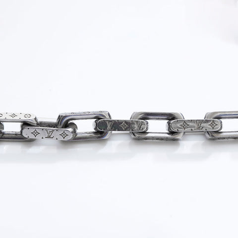 LOUIS VUITTON Chain Monogram Collier Necklace Silver WS21765