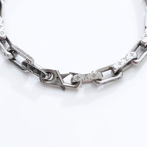 LOUIS VUITTON Chain Monogram Collier Necklace Silver WS21765